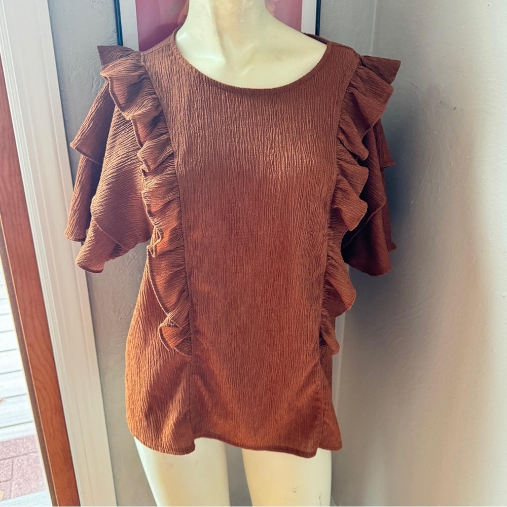 Express brown shirt sleeve blouse size medium